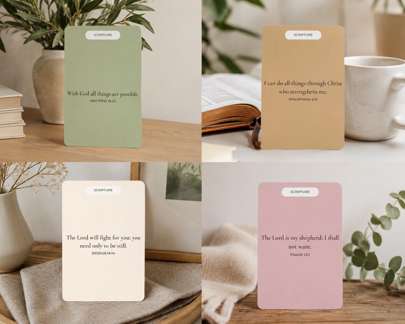 Neutral Scripture Cards | Minimalist Bible Verse Encouragement Prints