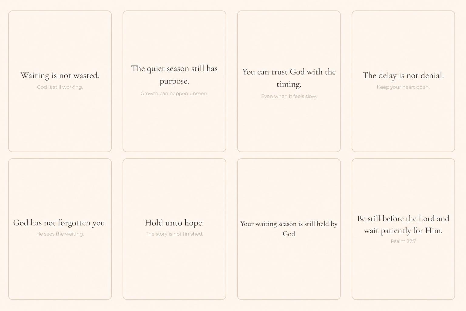 Christian Encouragement Cards | Waiting Season Scripture, Affirmation Bible Verse Set