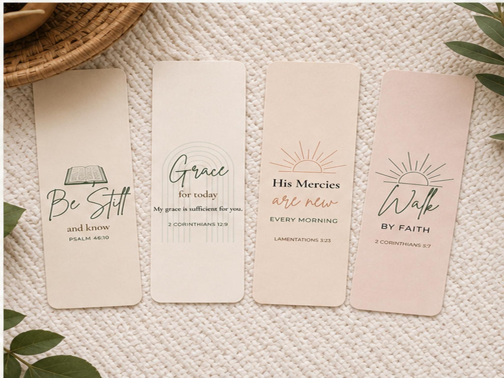 Christian Scripture Bookmarks | Neutral Bible Verse Set (4 Pack)