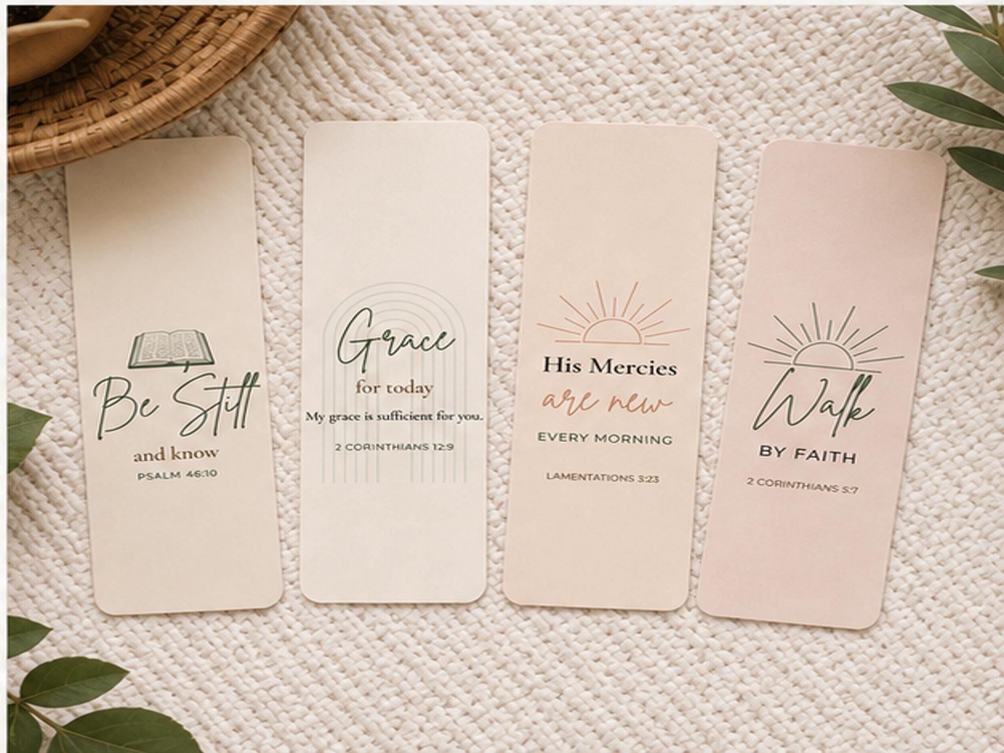 Christian Scripture Bookmarks | Neutral Bible Verse Set (4 Pack)