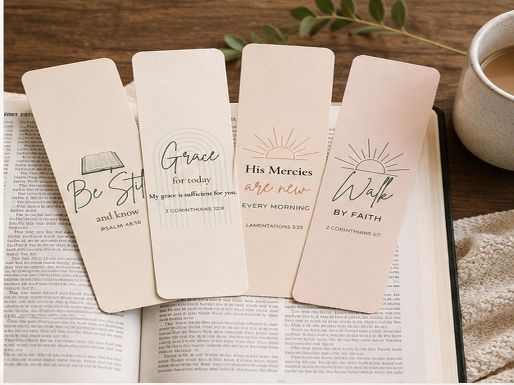 Christian Scripture Bookmarks | Neutral Bible Verse Set (4 Pack)