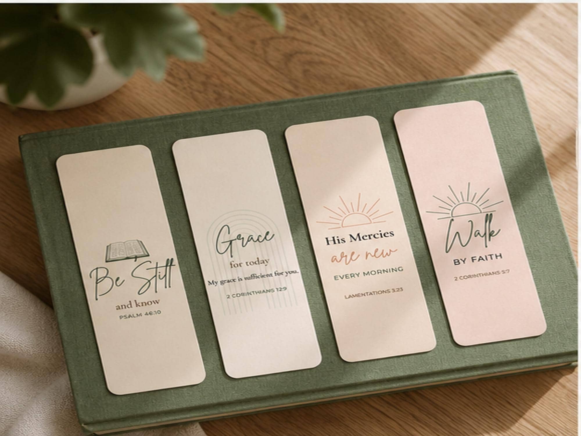 Christian Scripture Bookmarks | Neutral Bible Verse Set (4 Pack)