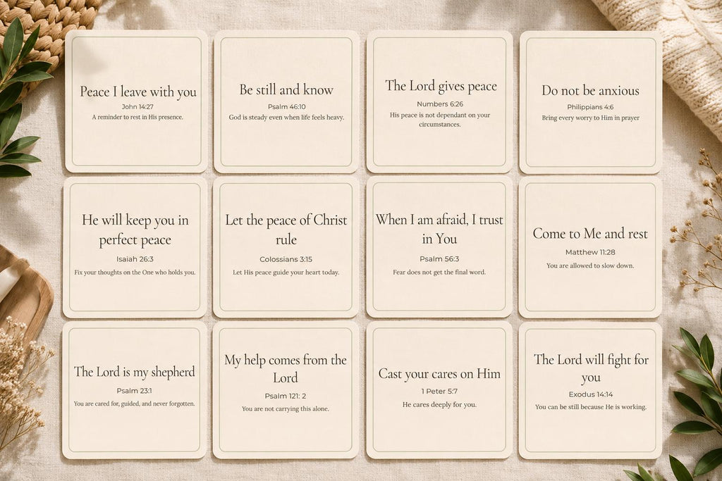 Christian Scripture Cards for Anxiety, Peace, Affirmation | Bible Verse Encouragement Set