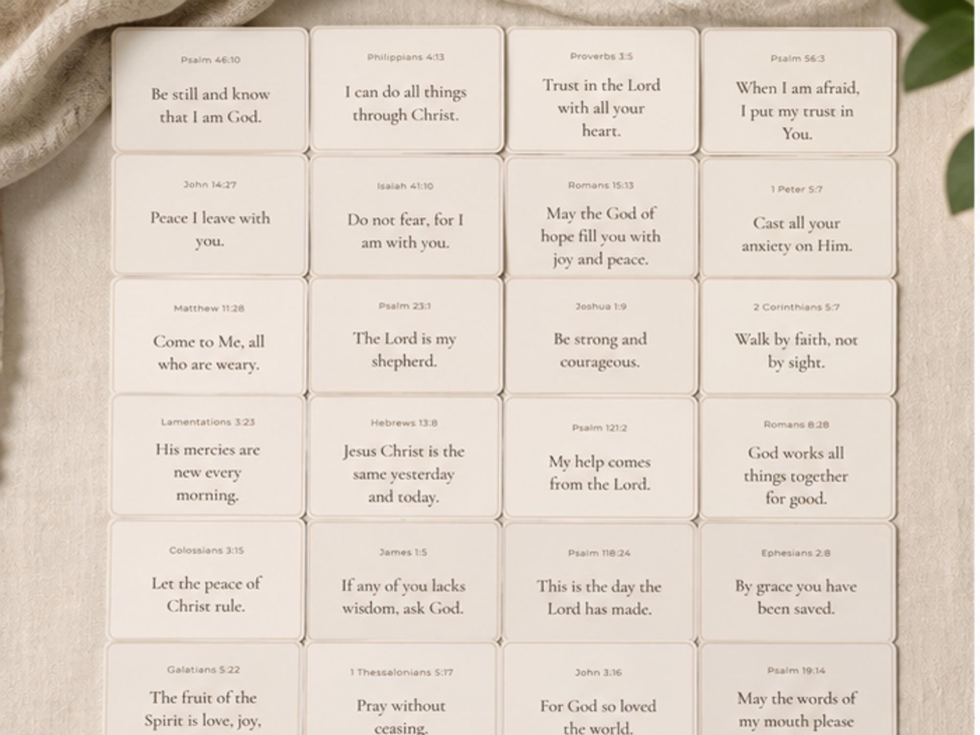 Christian Scripture Cards Set | Encouragement Bible Verses, Neutral Faith Affirmations