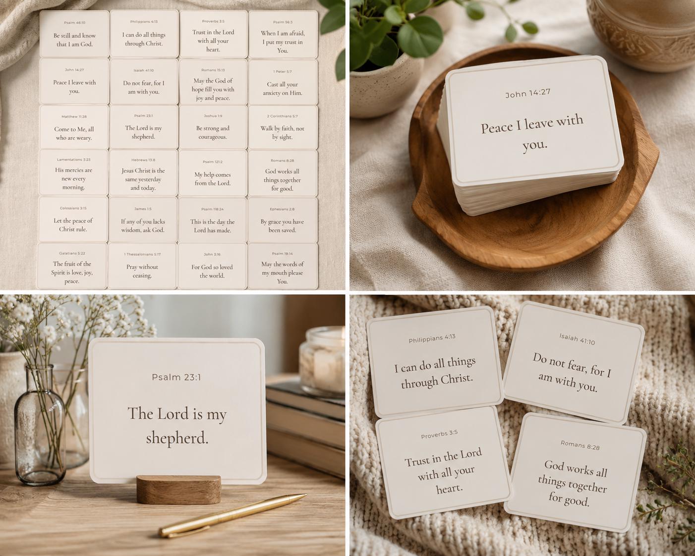 Christian Scripture Cards Set | Encouragement Bible Verses, Neutral Faith Affirmations