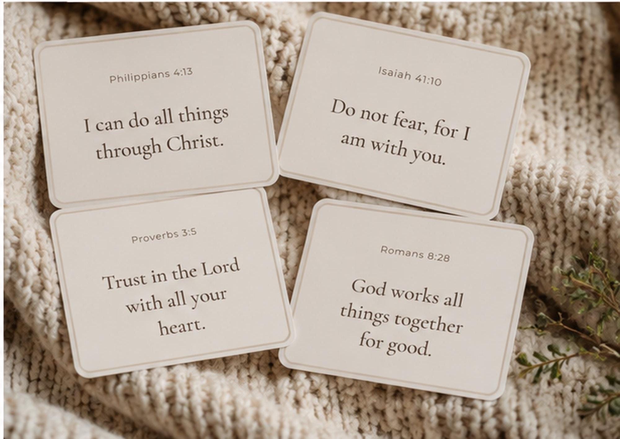 Christian Scripture Cards Set | Encouragement Bible Verses, Neutral Faith Affirmations