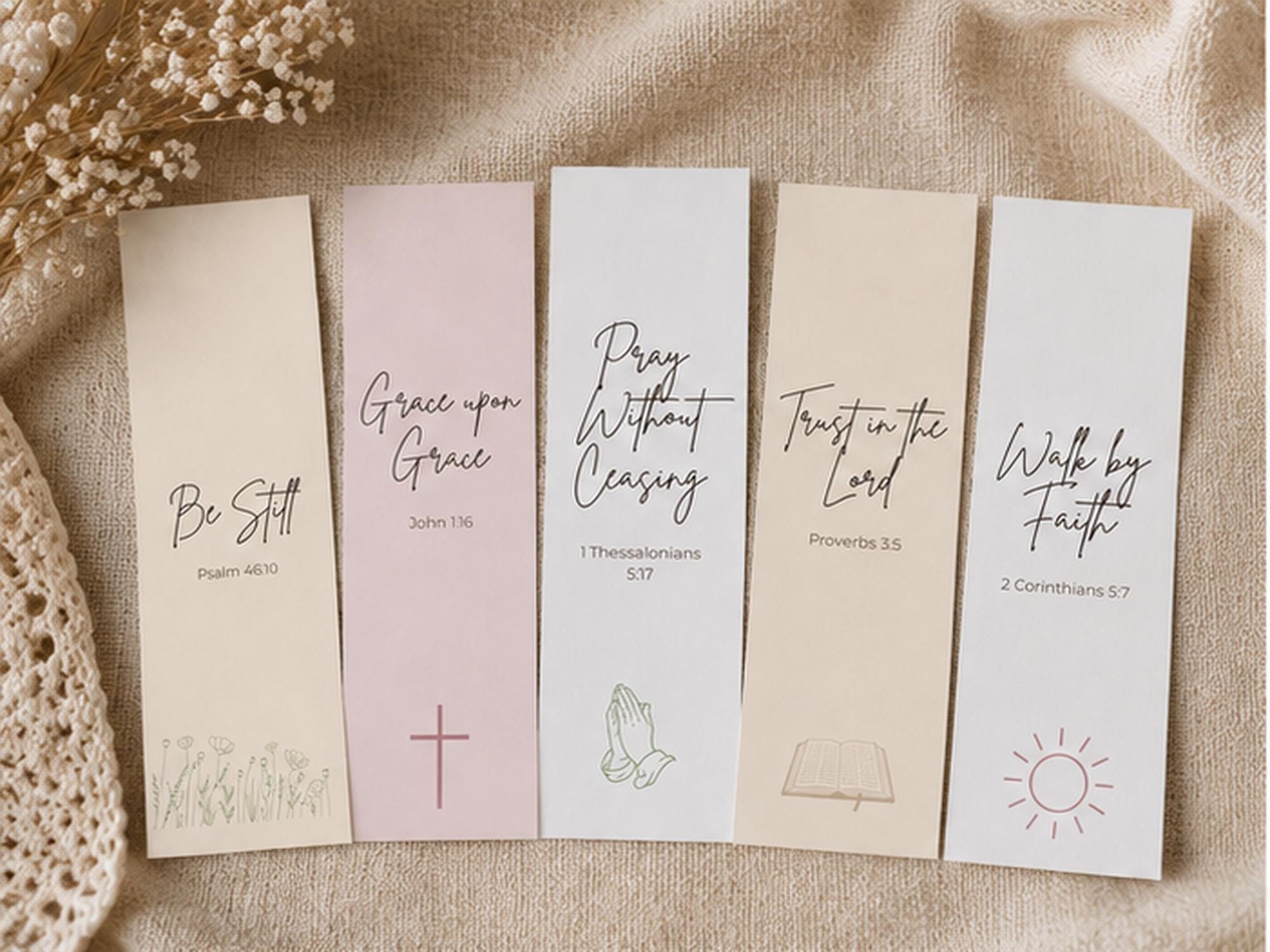 Christian Bookmark Set | Bible Verse Scripture |  Faith Reading Accessory
