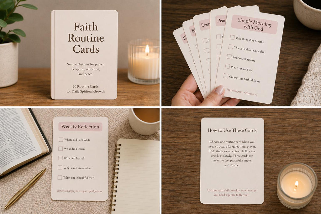 Faith Routine Cards | Christian Prayer Scripture Reflection Checklist