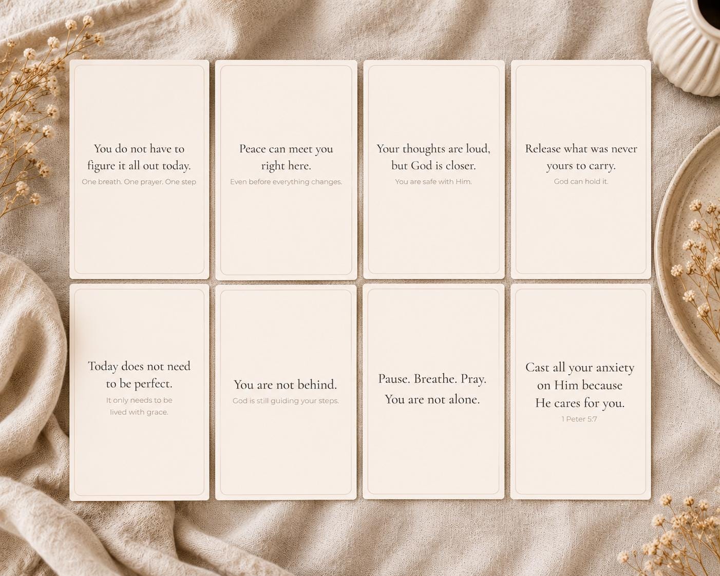 Christian Anxiety Encouragement Cards | Scripture, Peace, Comfort (4x6 inches)