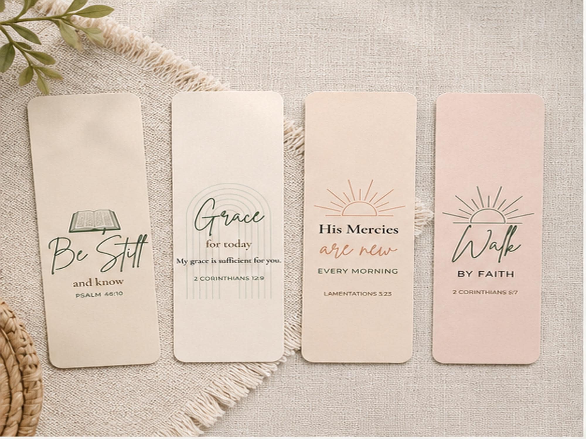 Christian Scripture Bookmarks | Neutral Bible Verse Set (4 Pack)