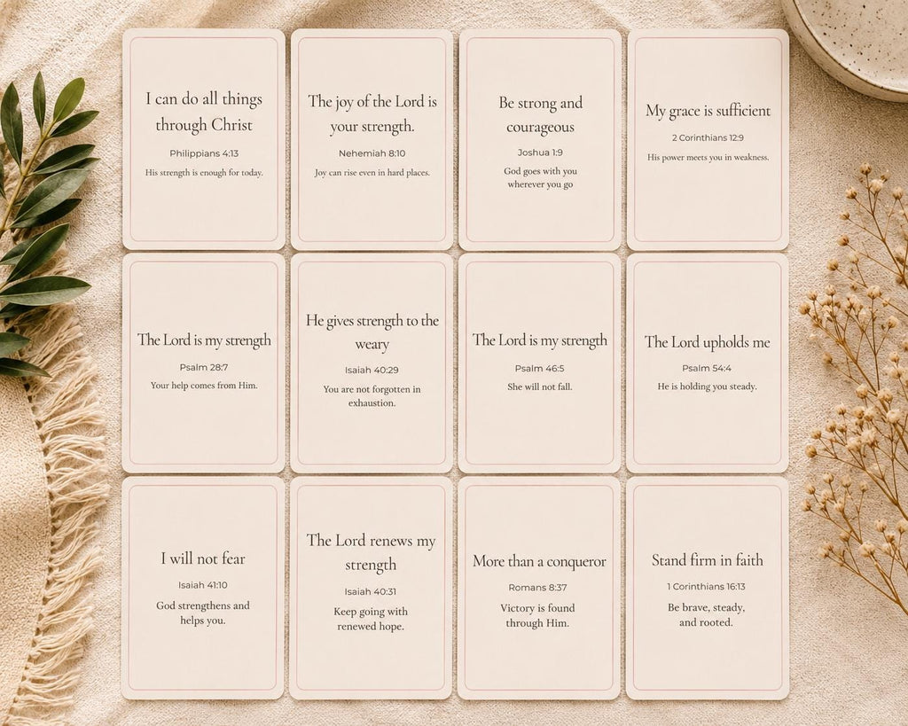 Strength Scripture Cards | Christian Encouragement Bible Verse Affirmation Cards