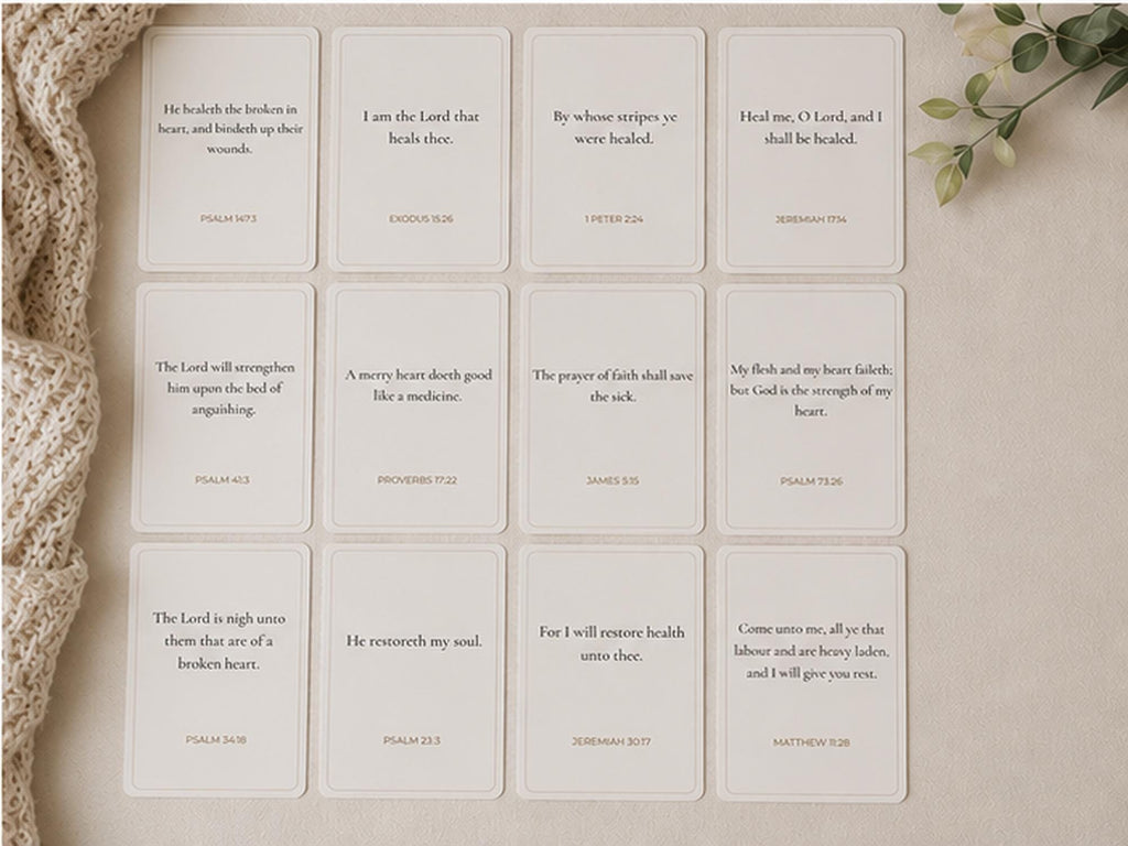 Healing Scripture Cards, Bible Verse Encouragement Set, Faith-Based Comfort (12 Cards)