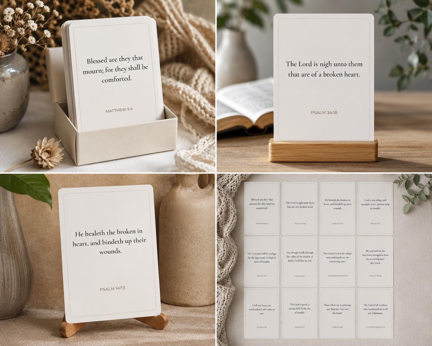 Grief Scripture Cards, Christian Sympathy Bereavement Gift, Comfort Bible Verse Set