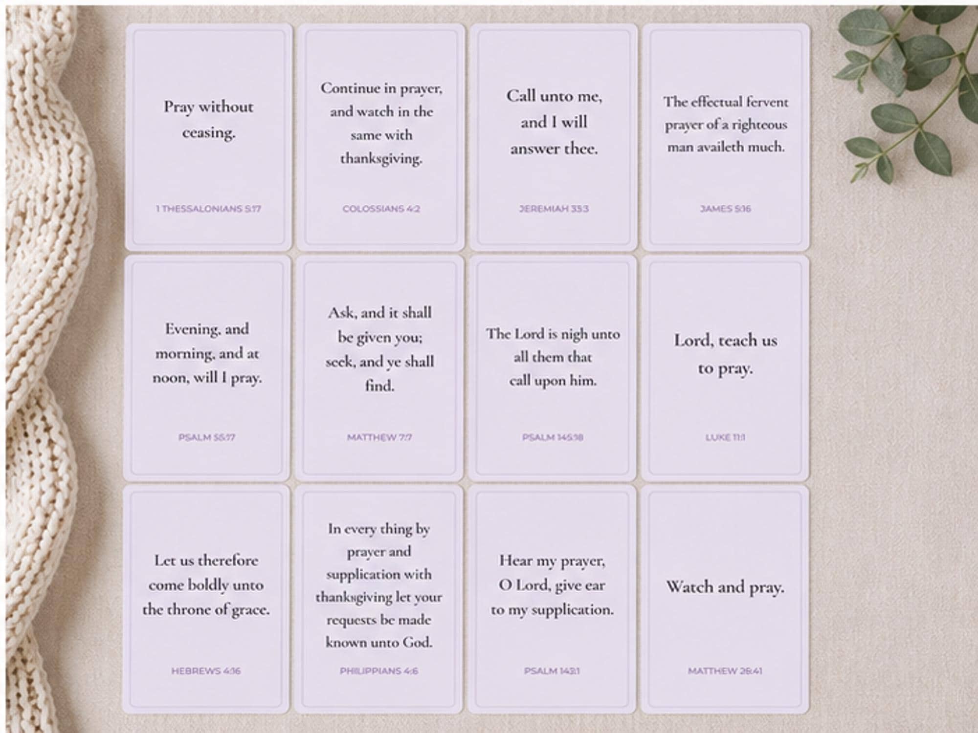 Prayer Scripture Cards | Christian Encouragement Bible Verse Set
