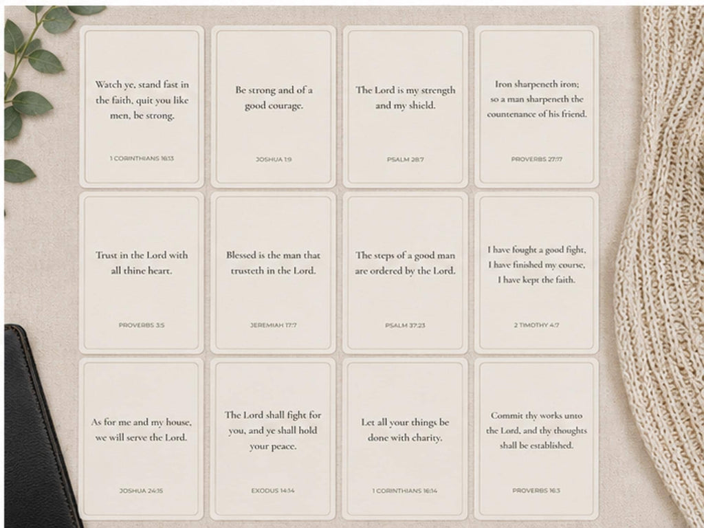 Men's Scripture Cards | Christian Encouragement Bible Verse Set (12 Cards)