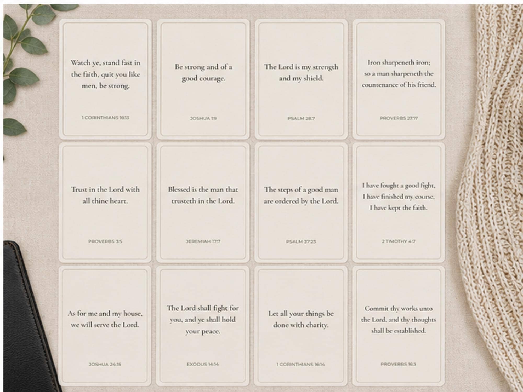 Men's Scripture Cards | Christian Encouragement Bible Verse Set (12 Cards)