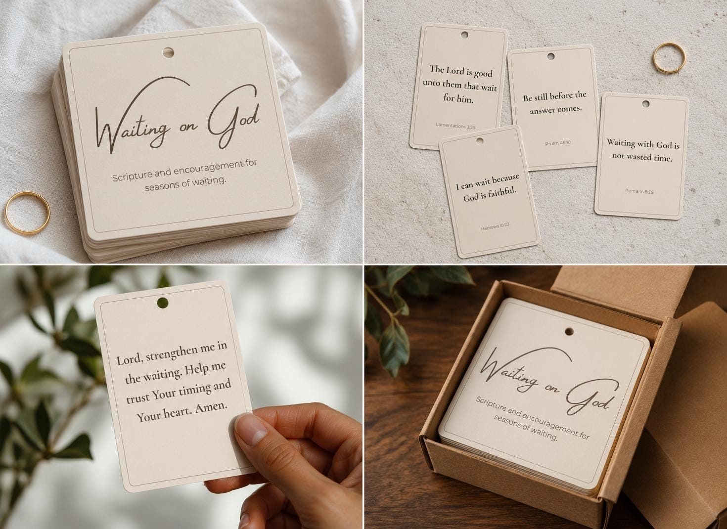Waiting on God Scripture Cards | Christian Encouragement Ring, Faith Gift