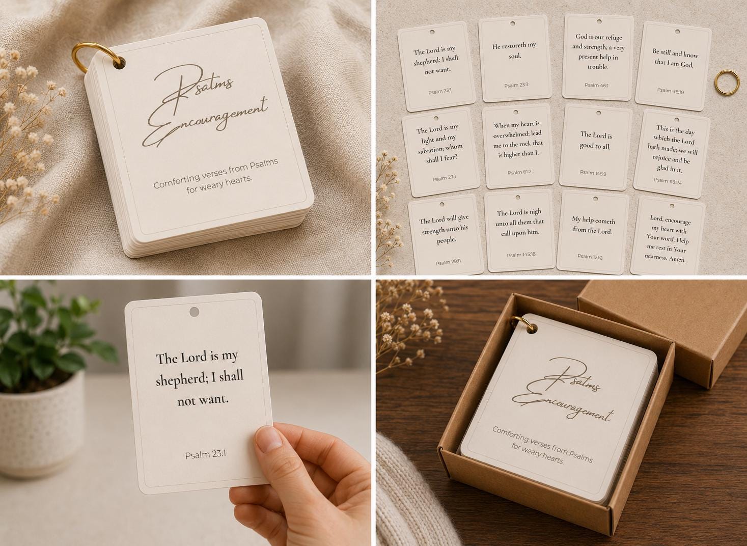 Psalms Encouragement Scripture Cards | Bible Verse Ring, Christian Gift