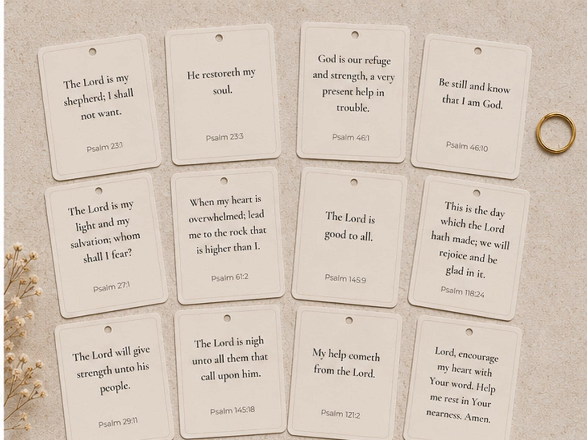 Psalms Encouragement Scripture Cards | Bible Verse Ring, Christian Gift