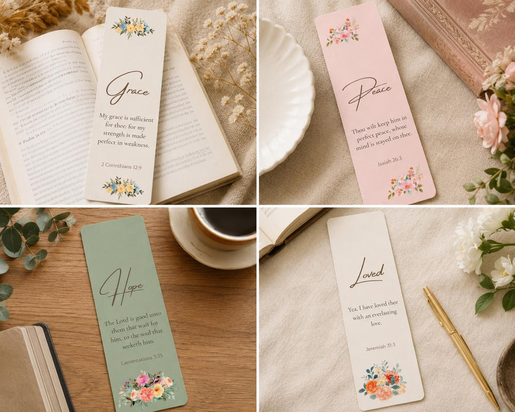 Floral Scripture Bookmark Set | Bible Verse, Faith