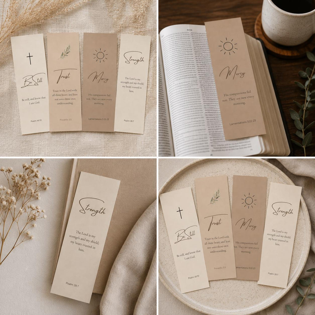Neutral Scripture Bookmark Set | Bible Verse, Faith, Christian Reader Gift