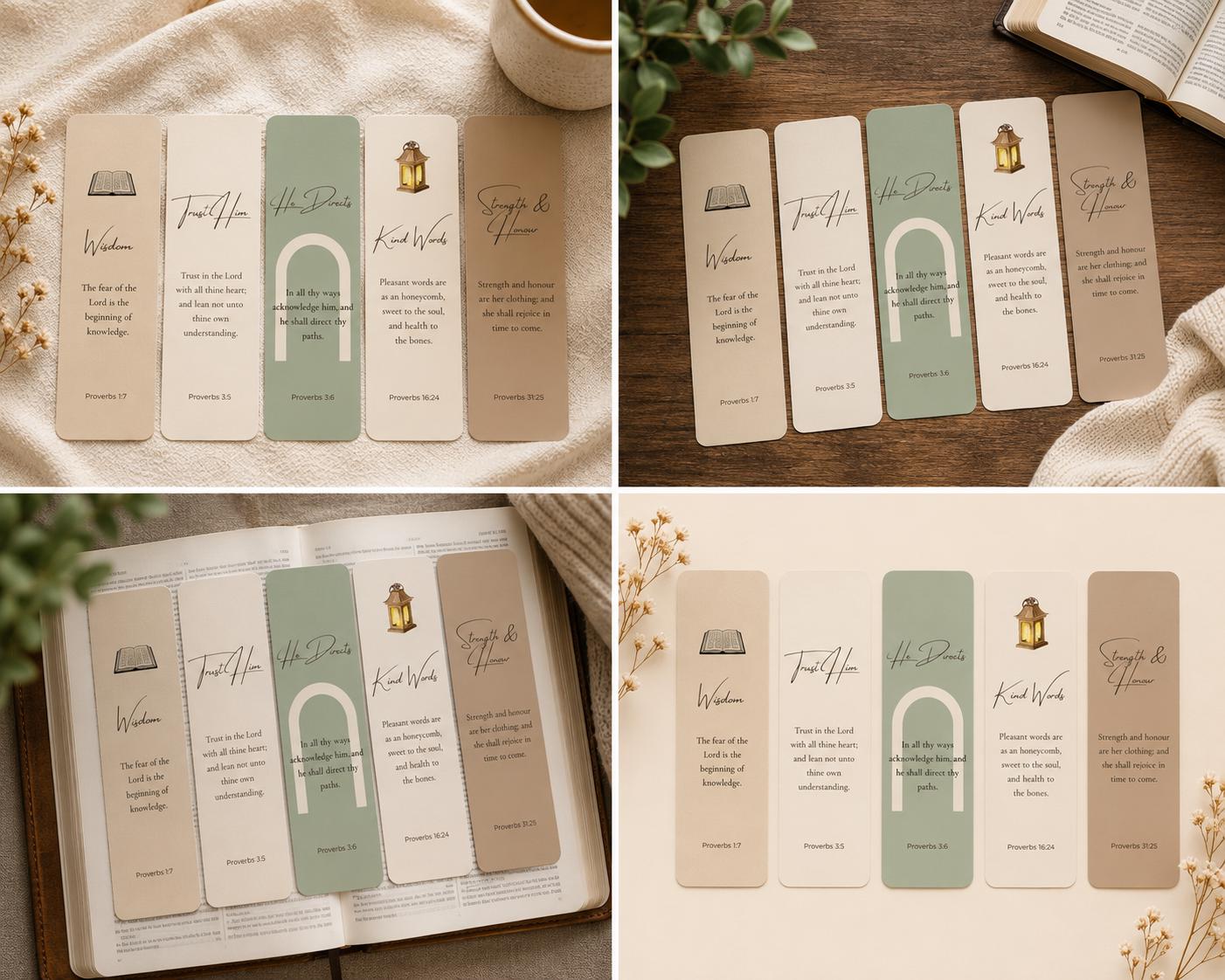 Proverbs Bookmark Set, Christian Bible Verse Scripture Bookmarks