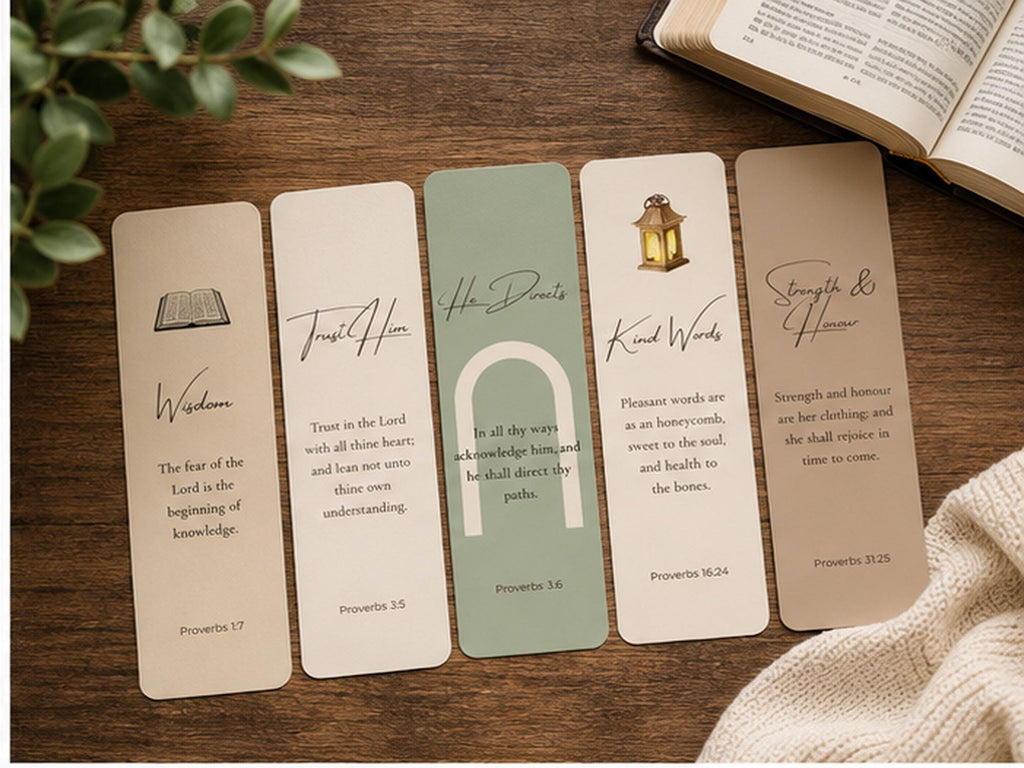 Proverbs Bookmark Set, Christian Bible Verse Scripture Bookmarks