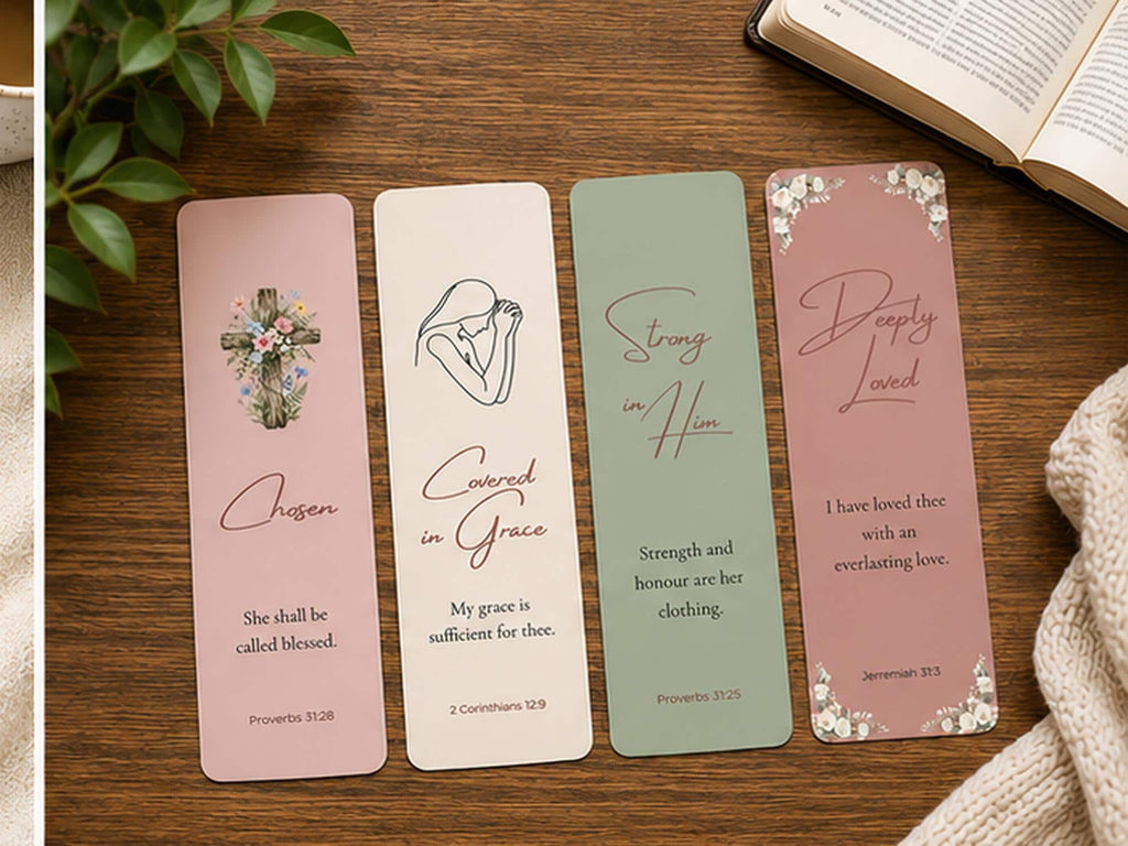 Set of 4  Scripture Bookmarks, Christian Faith Bible Study Gift