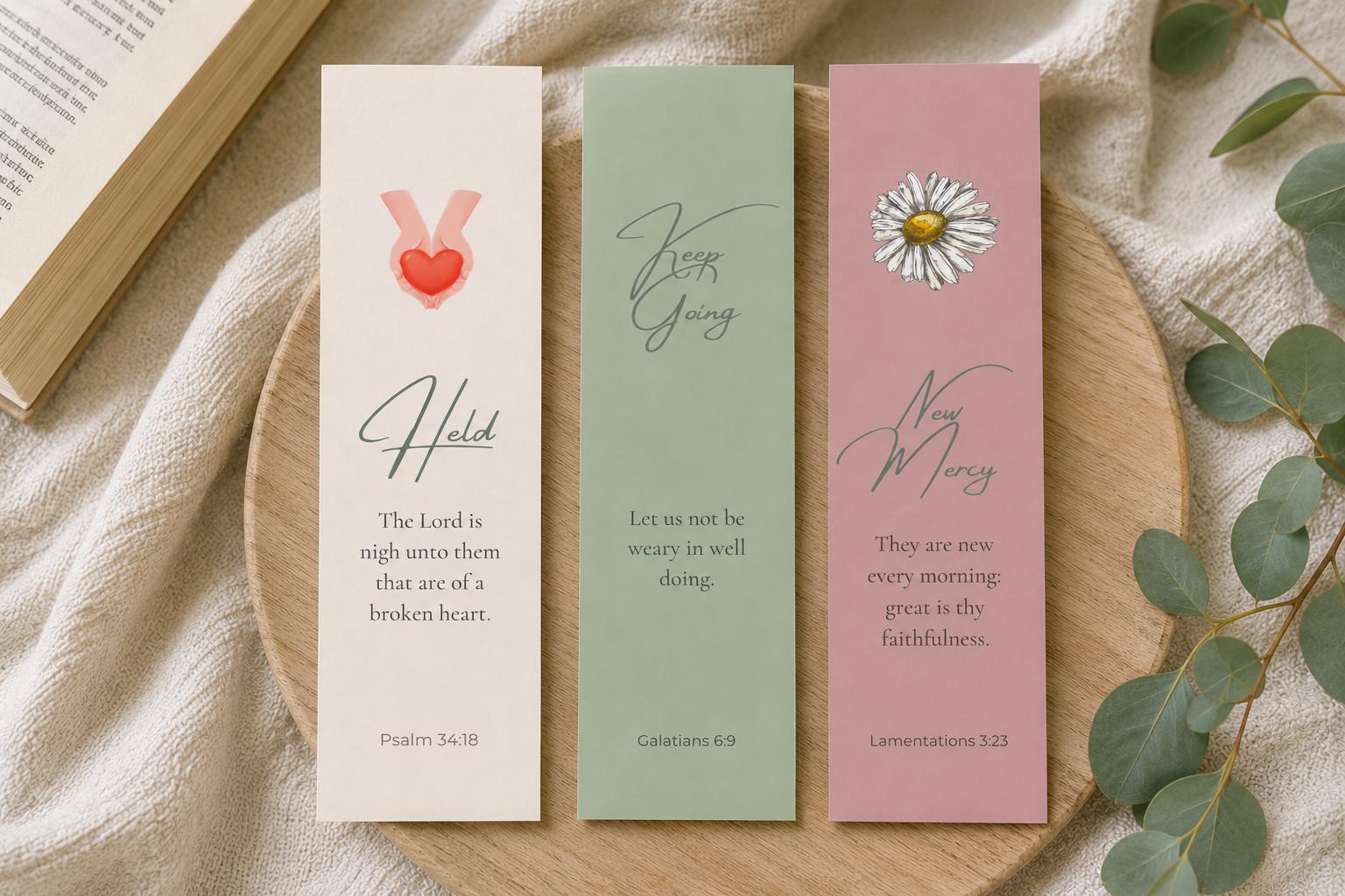 Scripture Bookmark Set | Christian Bible Verse Cardstock (Set of 3)