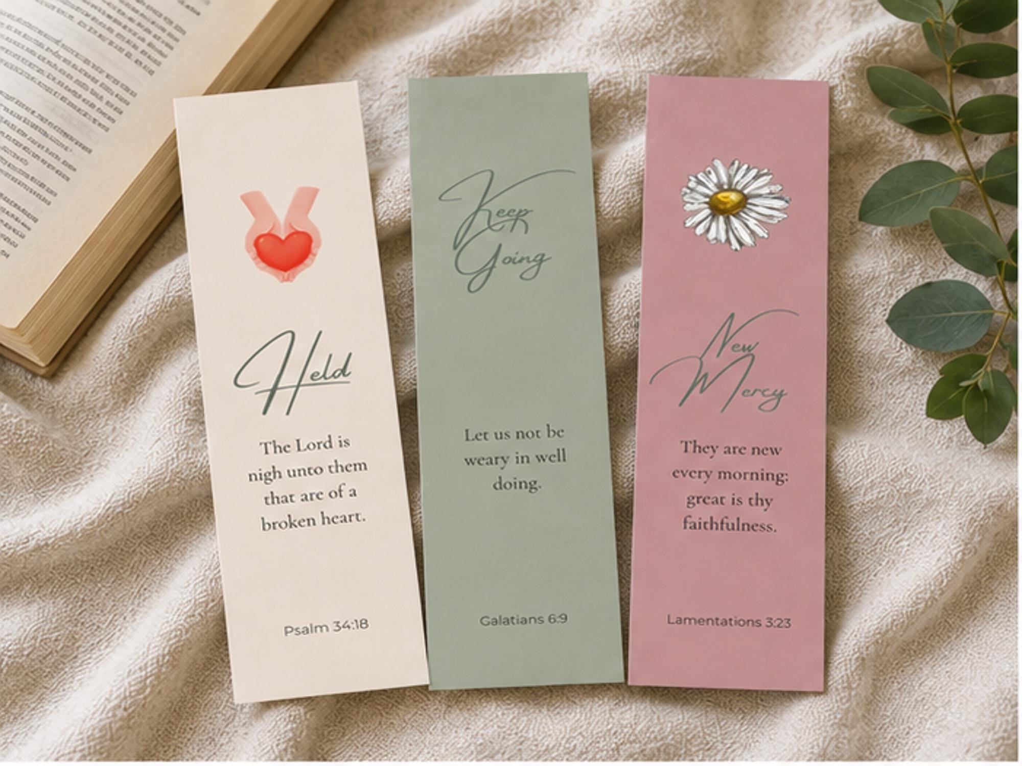 Scripture Bookmark Set | Christian Bible Verse Cardstock (Set of 3)