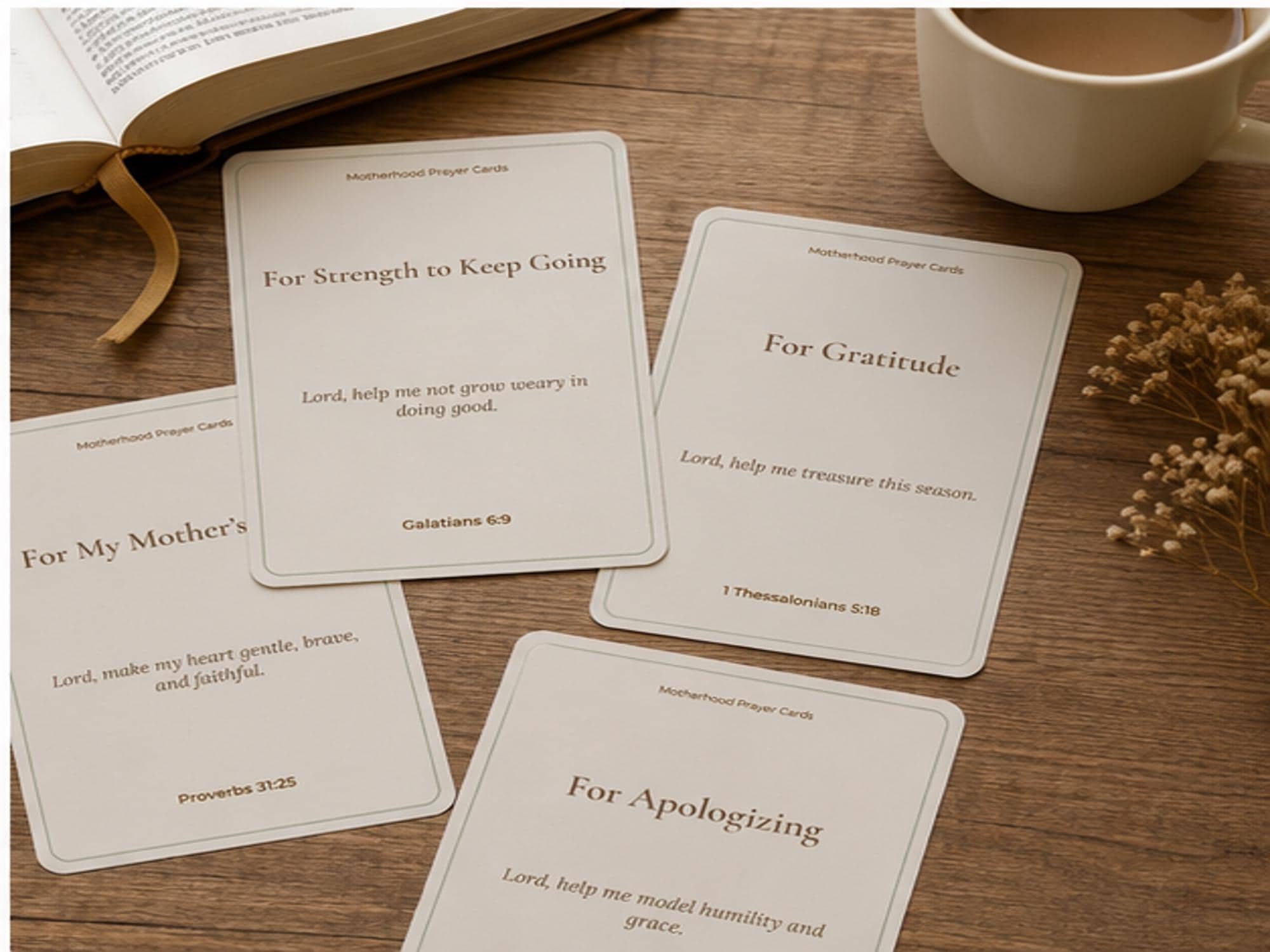 Motherhood Prayer Cards, Christian Scripture Encouragement for Moms