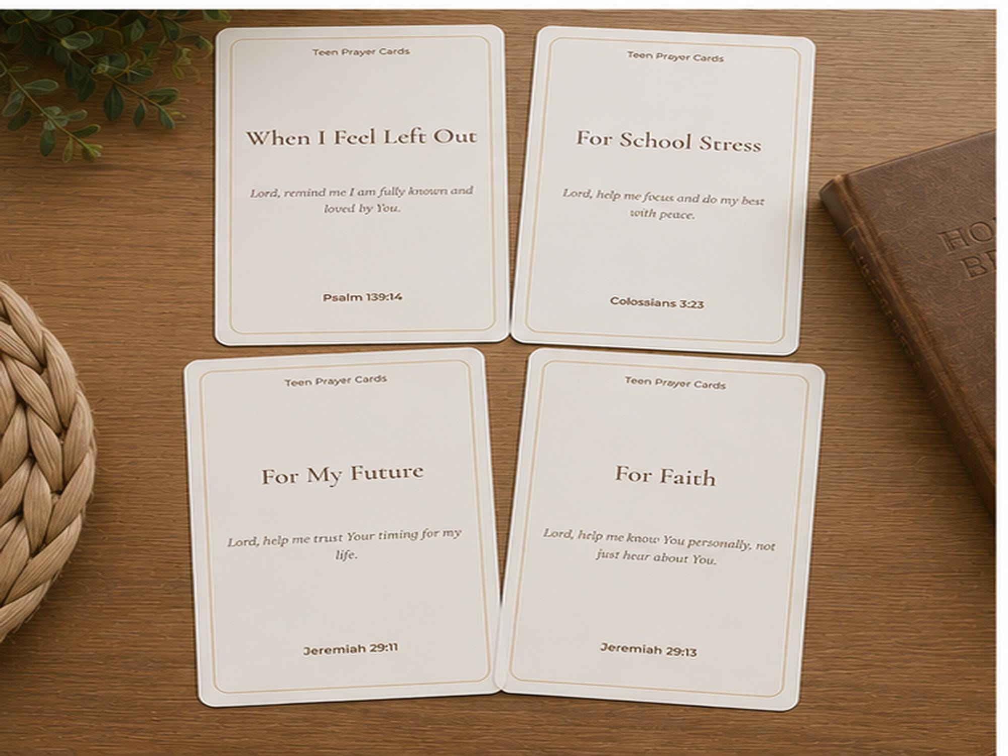 Teen Prayer Cards | Scripture Encouragement for Girls, Faith Building Bible Verses