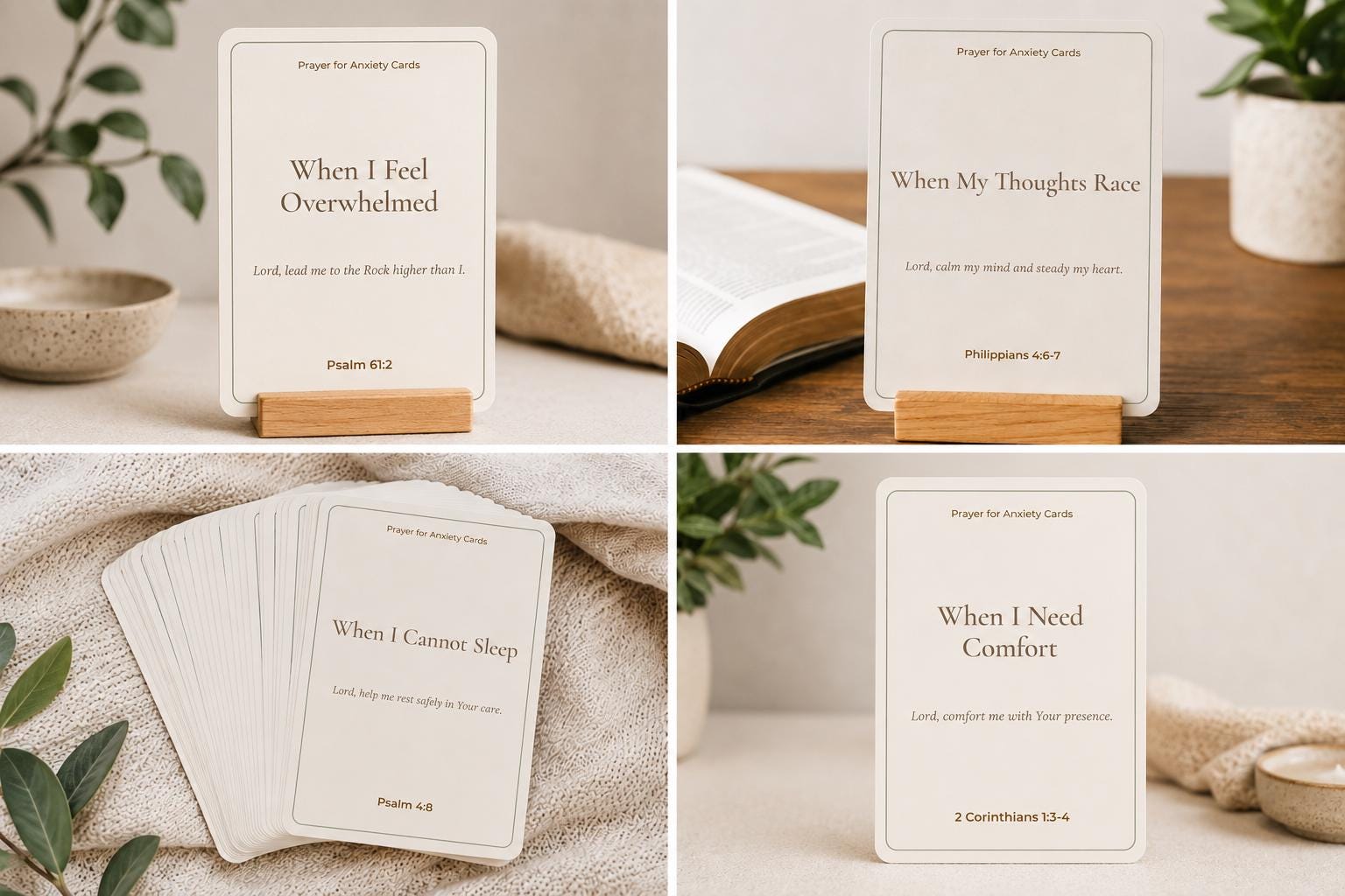 Christian Anxiety Relief Prayer Cards | Scripture Encouragement Gift