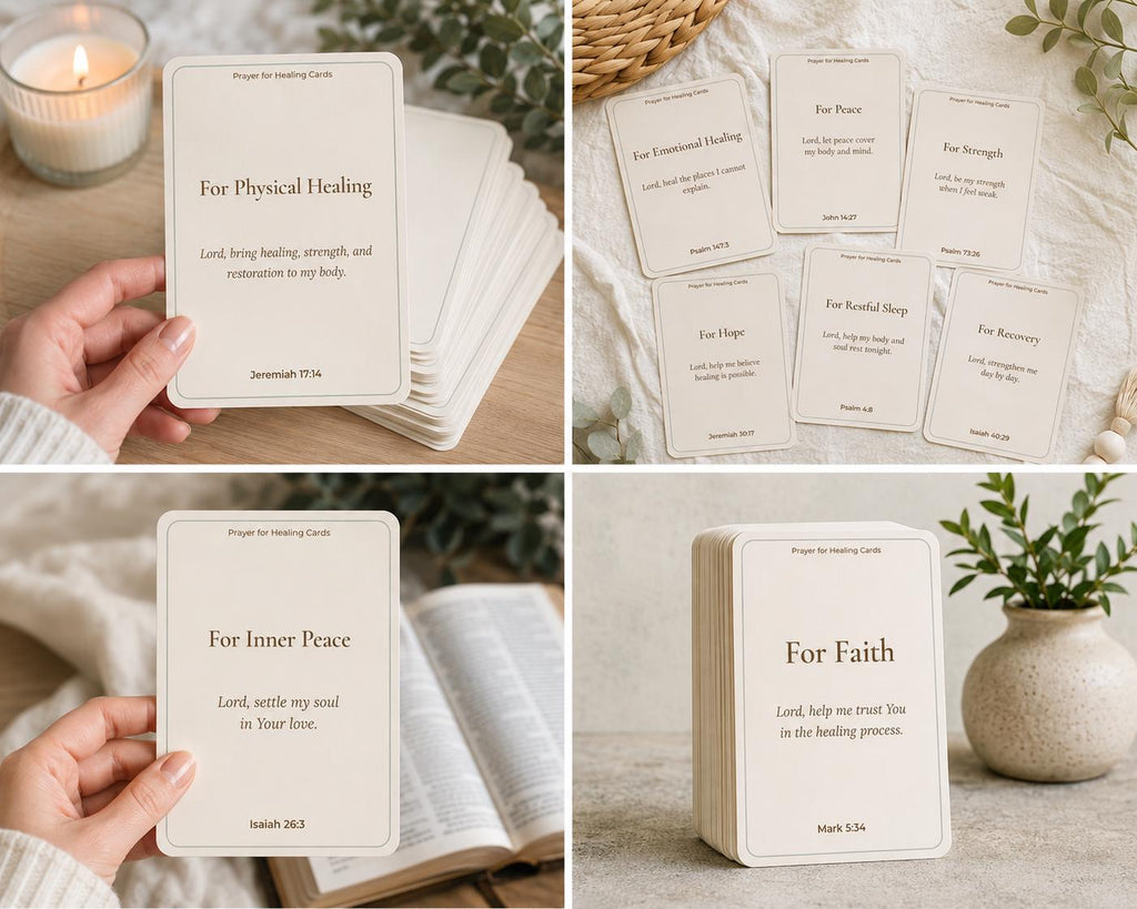 30 Christian Healing Prayer Cards, Scripture Encouragement Bible Verse Set