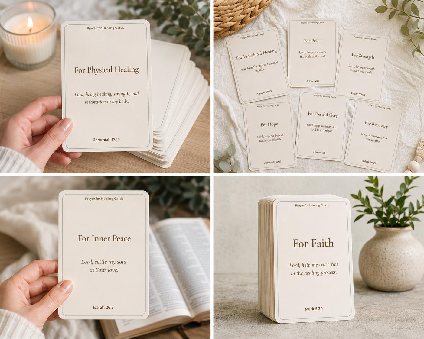 30 Christian Healing Prayer Cards, Scripture Encouragement Bible Verse Set