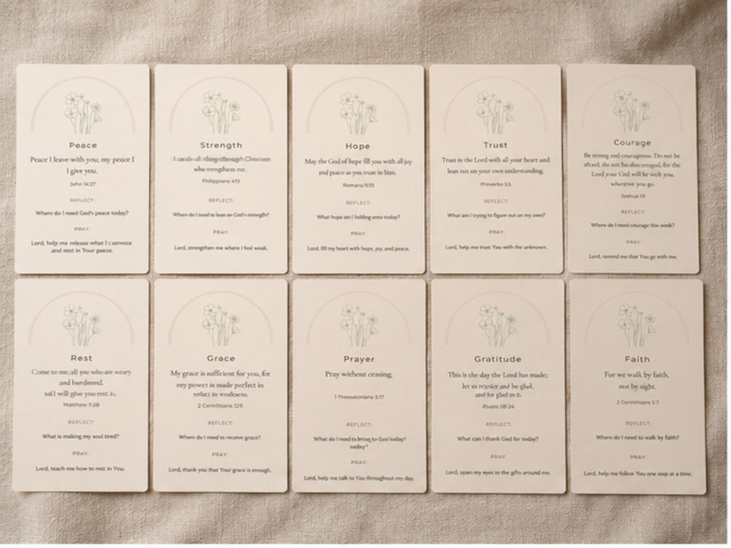 Christian Devotional Reflection Cards | Scripture Prayer Set, Bible Verse Encouragement