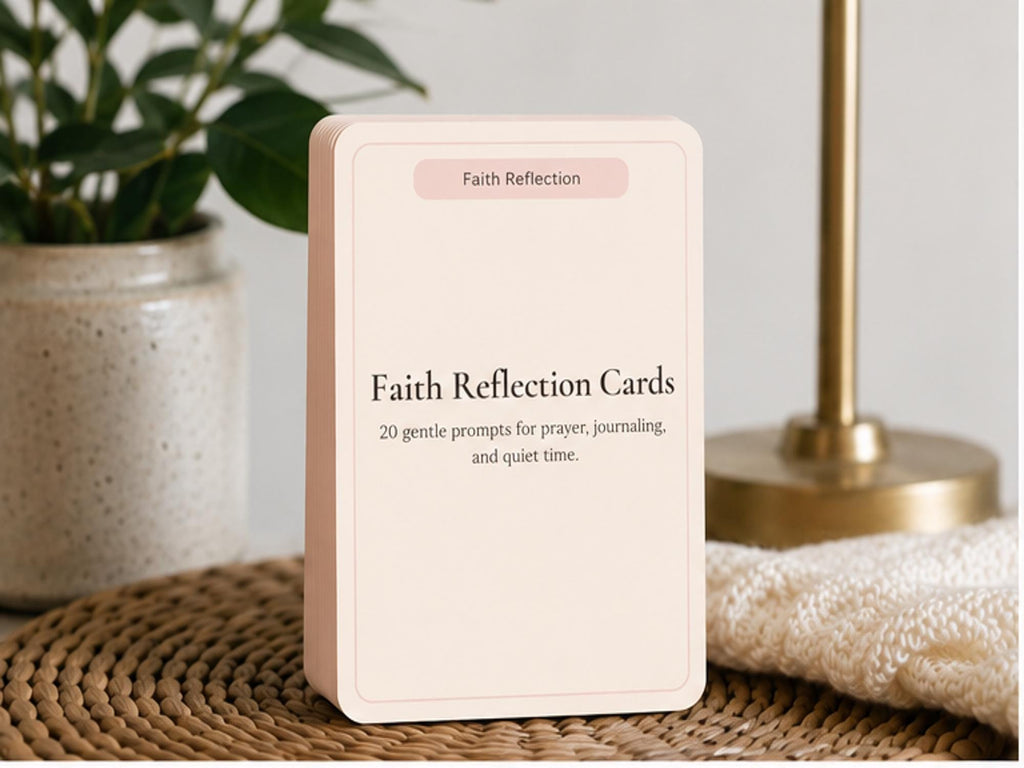 Faith Reflection Cards | Christian Journaling Prompts, Scripture, Prayer (20 Cards)