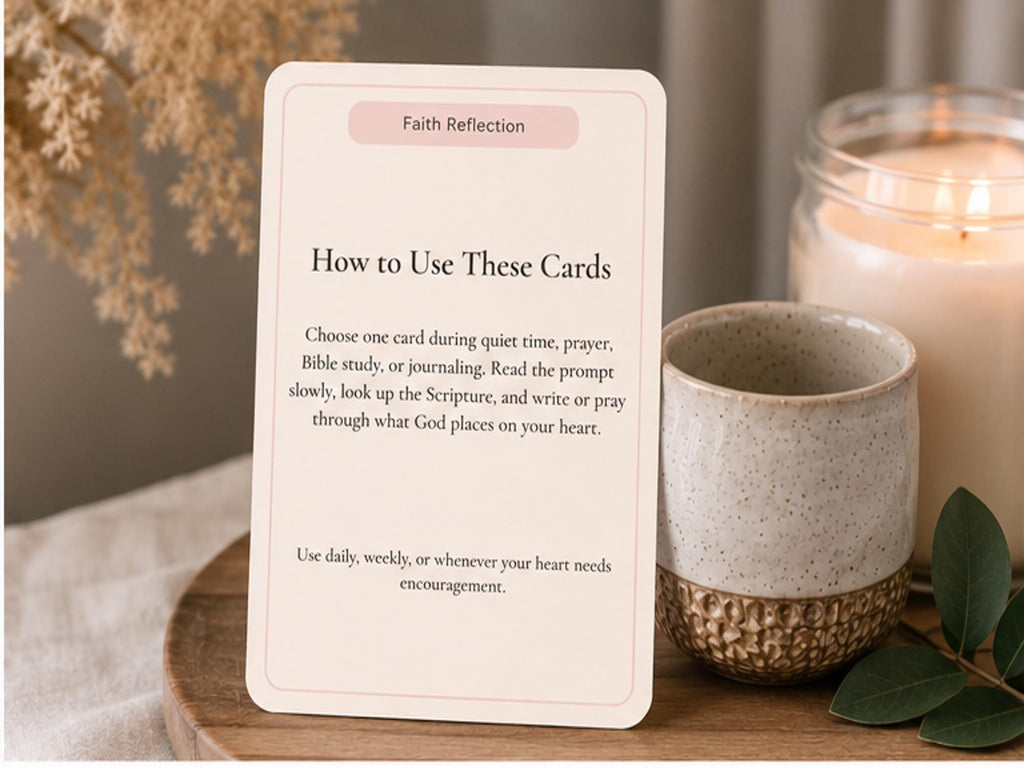 Faith Reflection Cards | Christian Journaling Prompts, Scripture, Prayer (20 Cards)