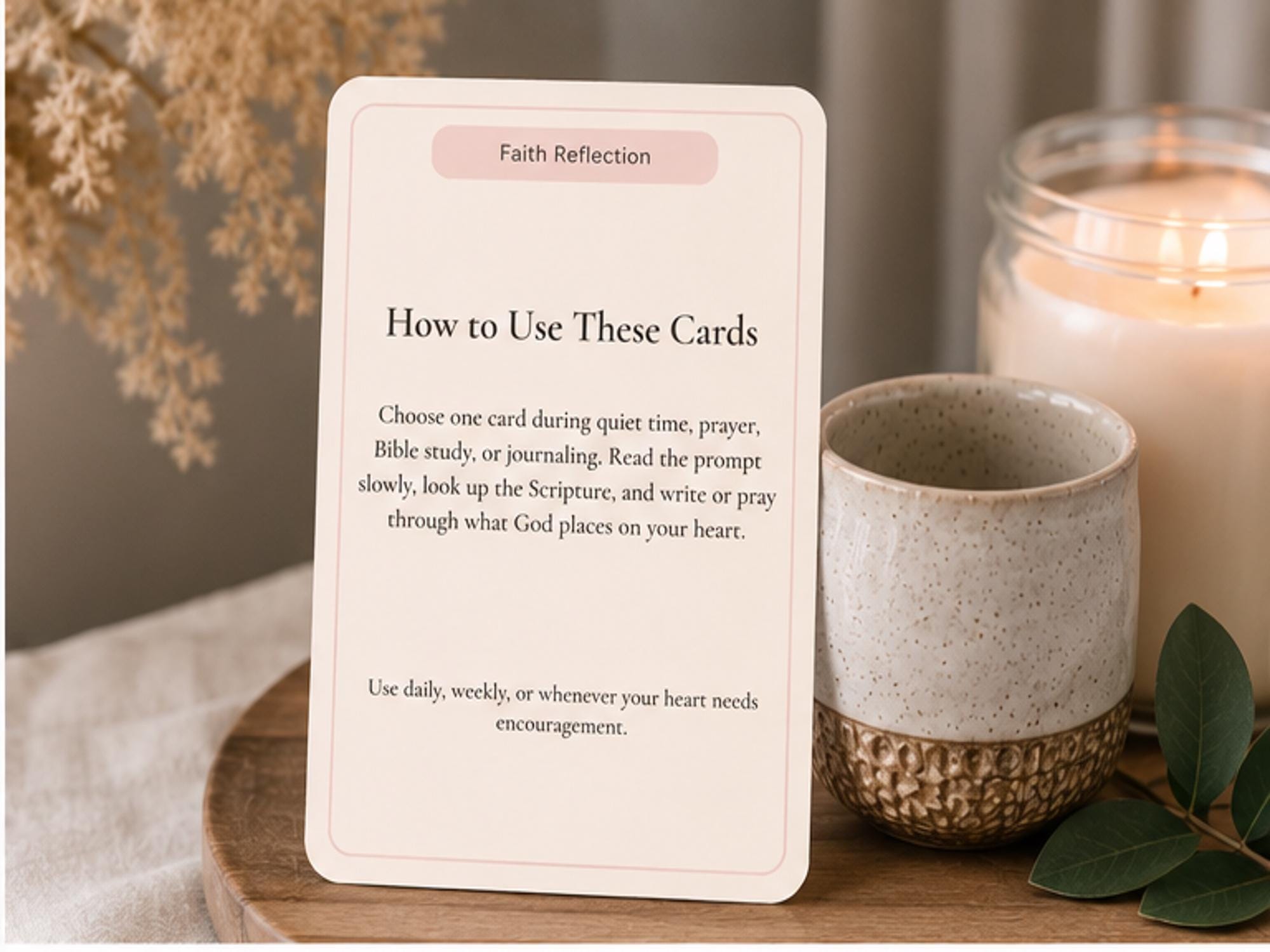 Faith Reflection Cards | Christian Journaling Prompts, Scripture, Prayer (20 Cards)