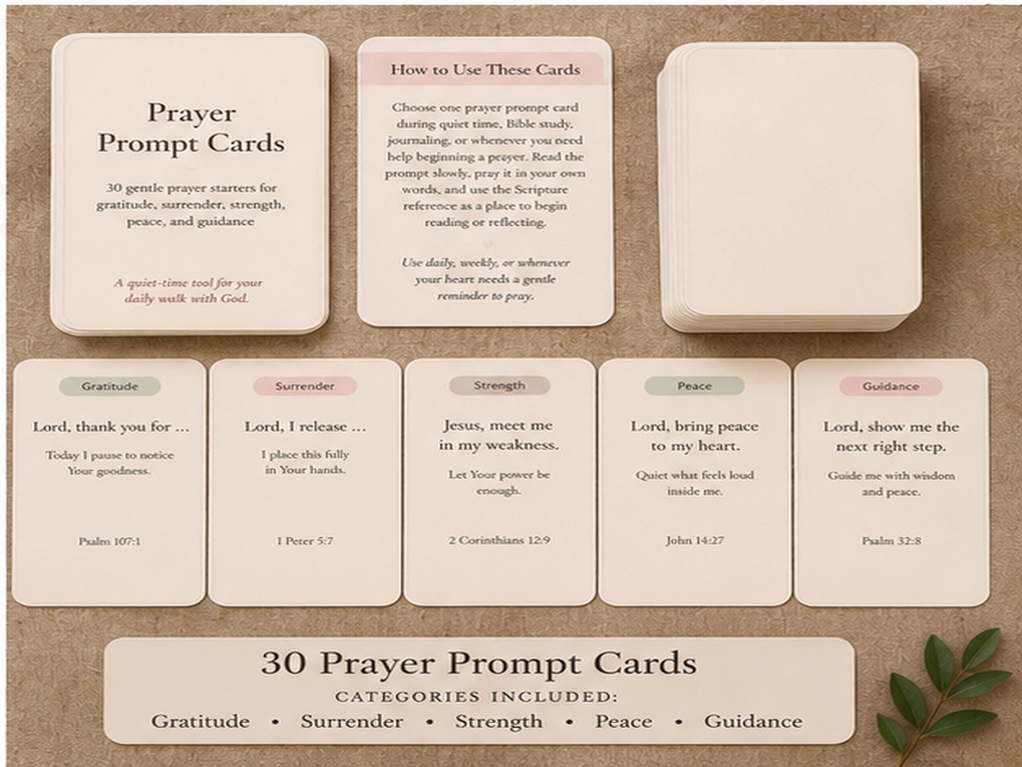 Christian Prayer Prompt Cards | Scripture Devotional Starters, Quiet Time Aid