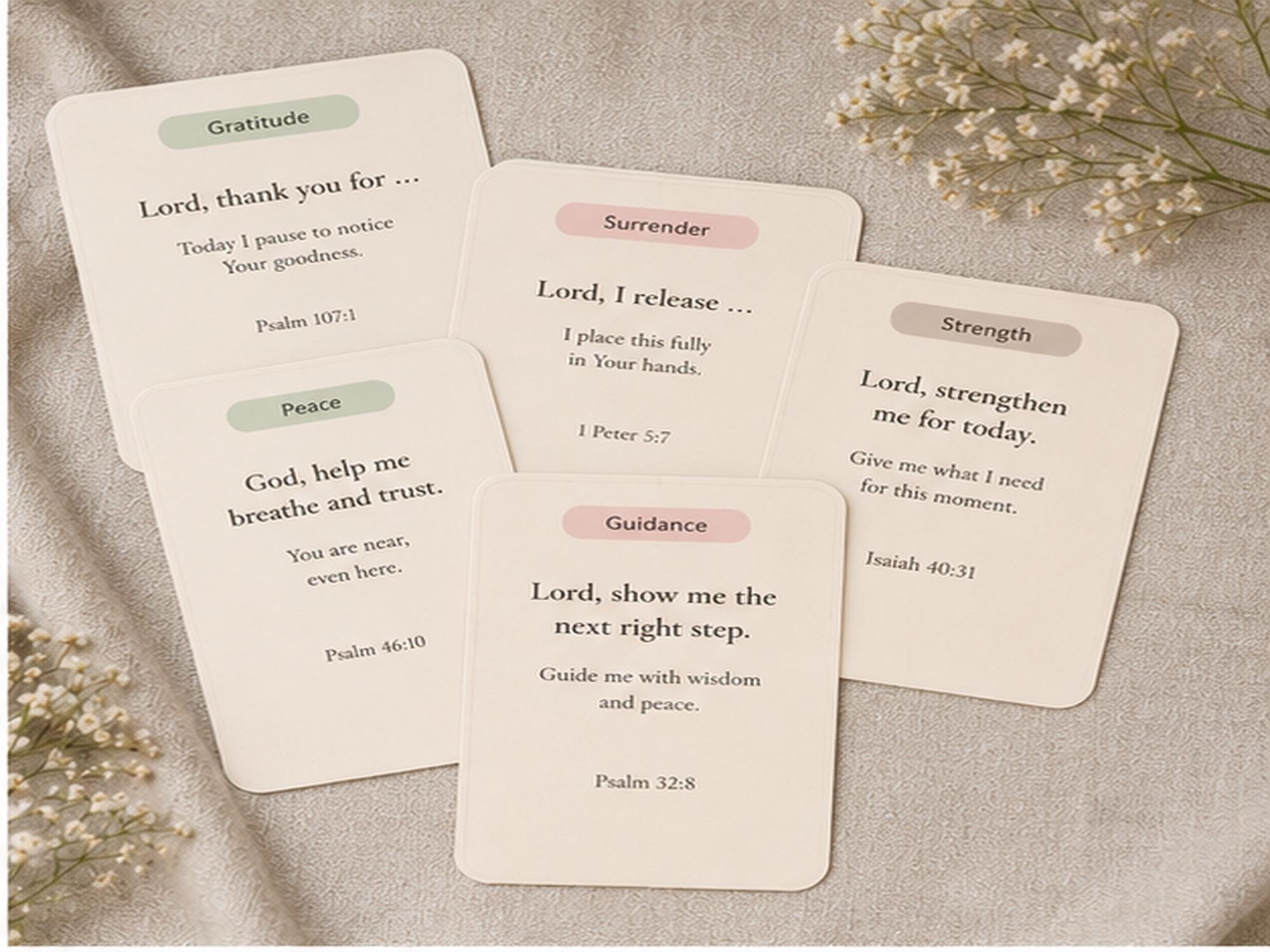 Christian Prayer Prompt Cards | Scripture Devotional Starters, Quiet Time Aid