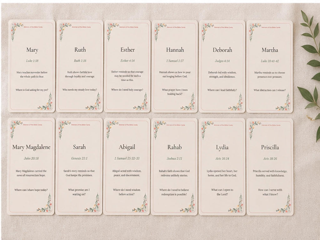 Women of the Bible Reflection Cards, Scripture Study, Christian Devotional Set