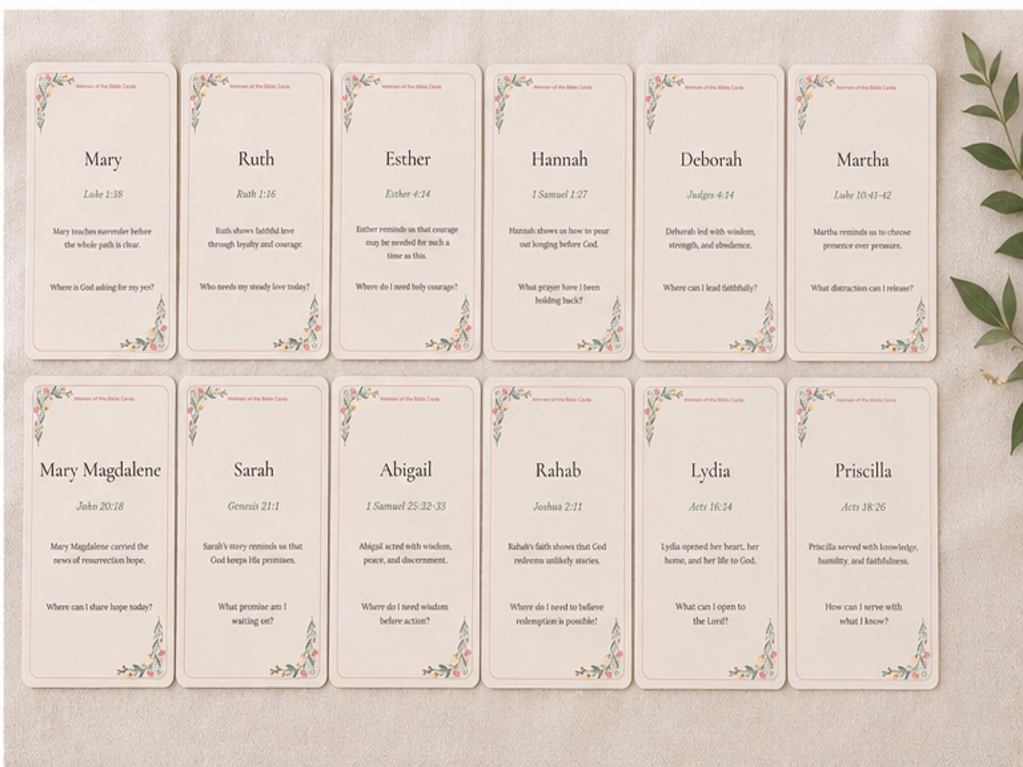 Women of the Bible Reflection Cards, Scripture Study, Christian Devotional Set