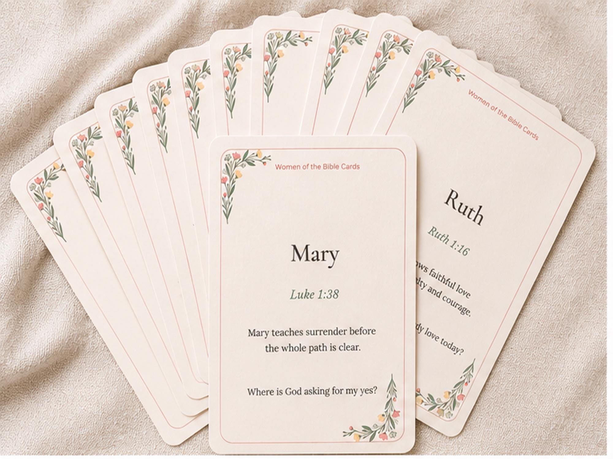 Women of the Bible Reflection Cards, Scripture Study, Christian Devotional Set