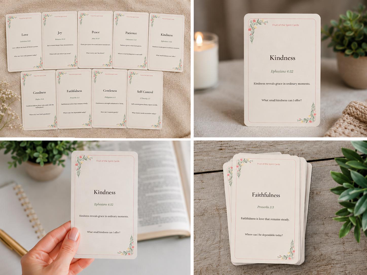 Fruit of the Spirit Reflection Cards | Christian Scripture Bible Study Set