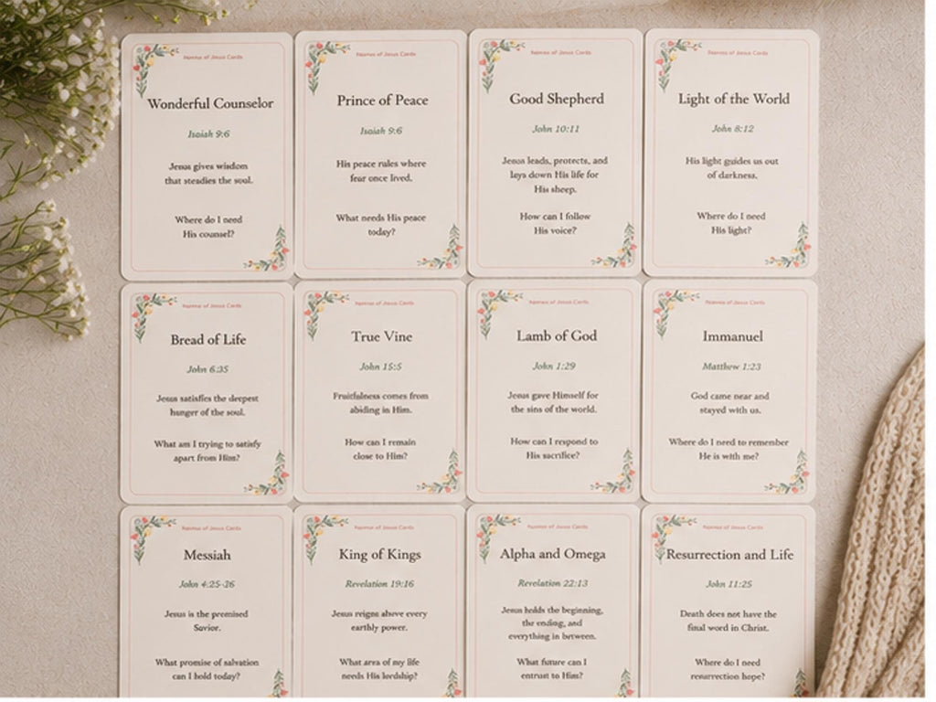 Names of Jesus Scripture Cards, Bible Study Reflection Set