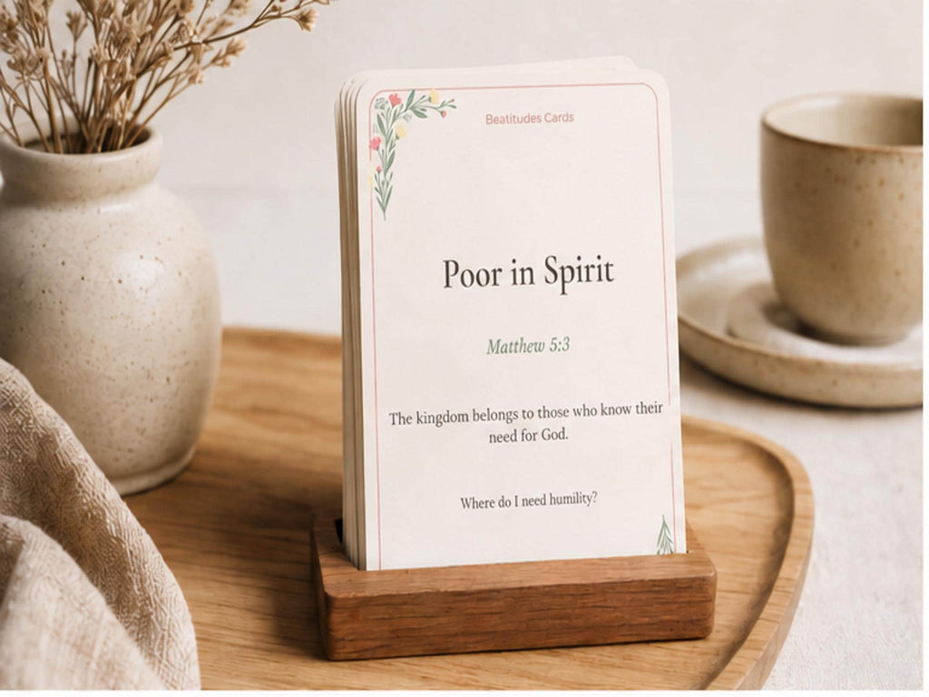 Beatitudes Scripture Cards | Matthew 5 Bible Study Reflection (8 Cards)