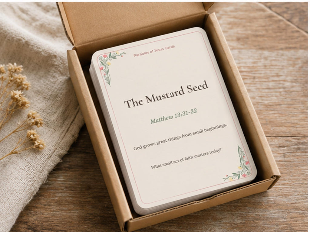 Parables of Jesus Scripture Cards | Bible Study Reflection | Christian Devotional (Set of 10)