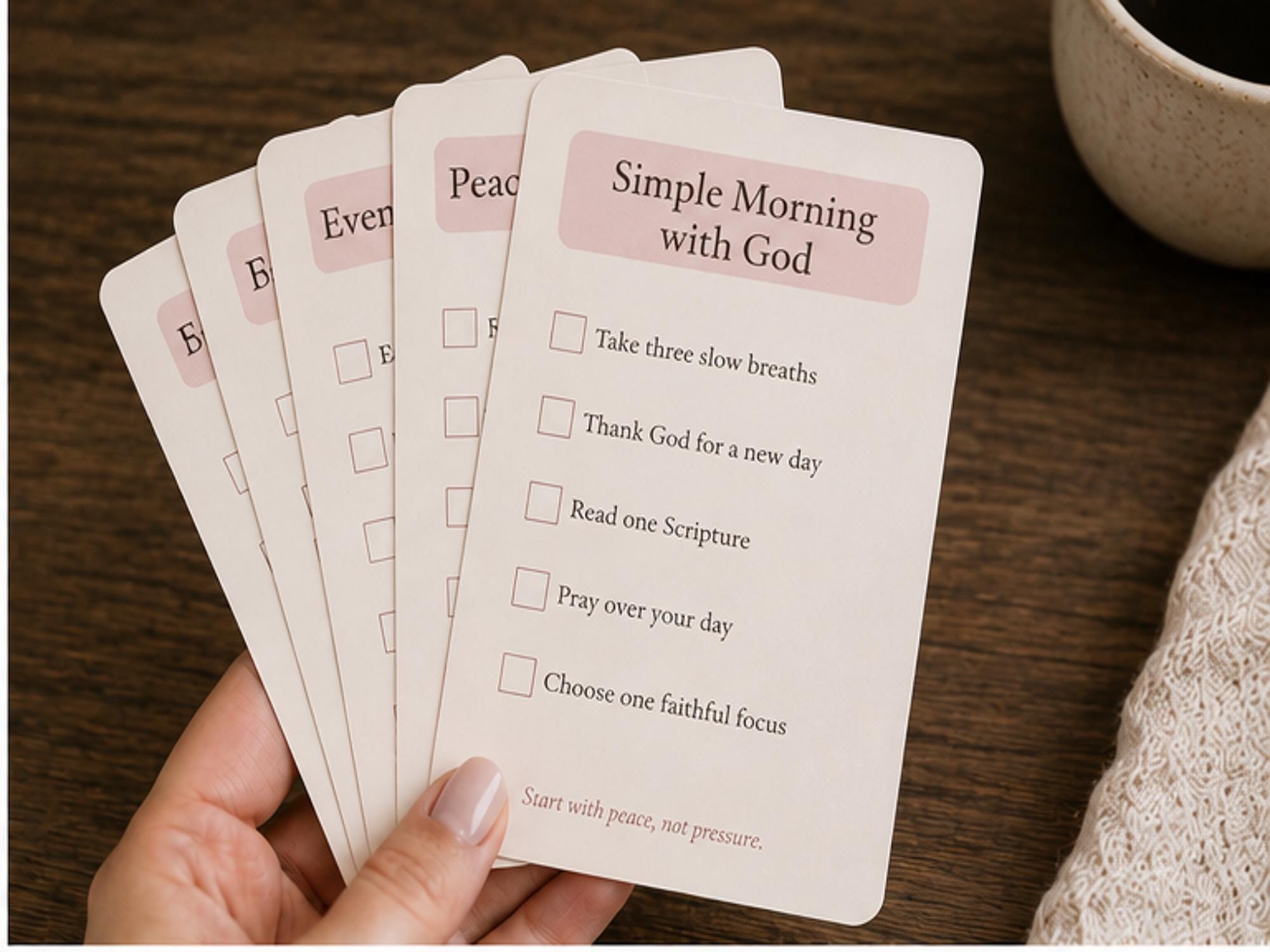 Faith Routine Cards | Christian Prayer Scripture Reflection Checklist