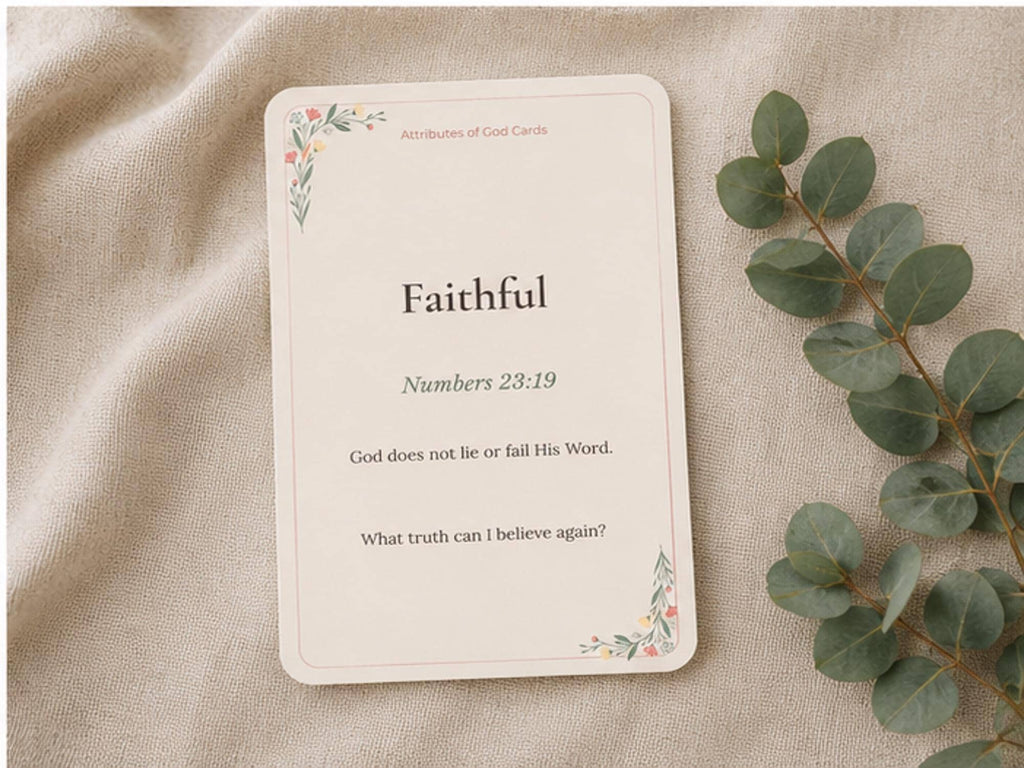 Attributes of God Cards, Christian Reflection, Scripture Study, Bible Journaling Prompts